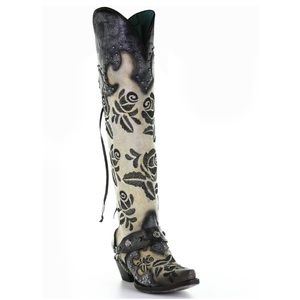 CORRAL WOMEN'S ROSE EMBROIDERY WESTERN BOOTS - SNIP TOE